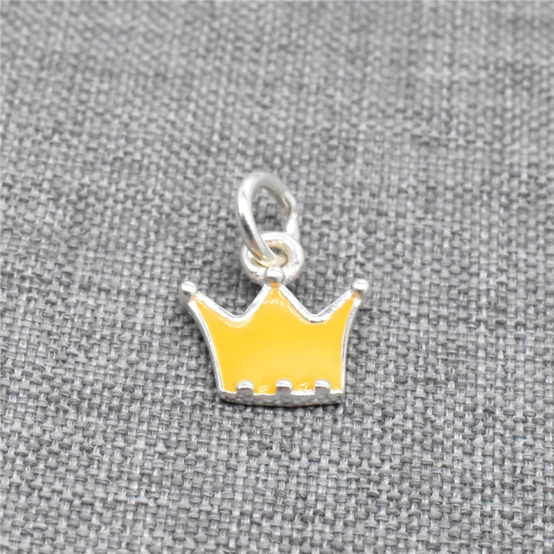 2 Pieces Princess Crown Enamel Charms in 925 Sterling Silver for Bracelet Necklace and Earring Making