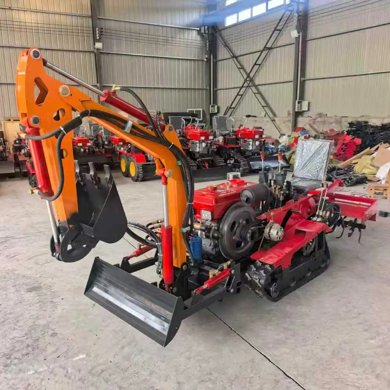 Mini Tracked Micro Tiller Loader, Garden Diesel Agricultural Tractor, Small Size, Flexible Operation