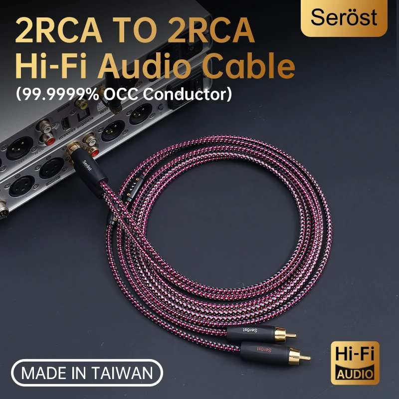 

Serost HIFI 99.9999% OCC Copper 2RCA to 2RCA Signal Audio Cable for CD home theater DSP DAC amplifier car audio earphone