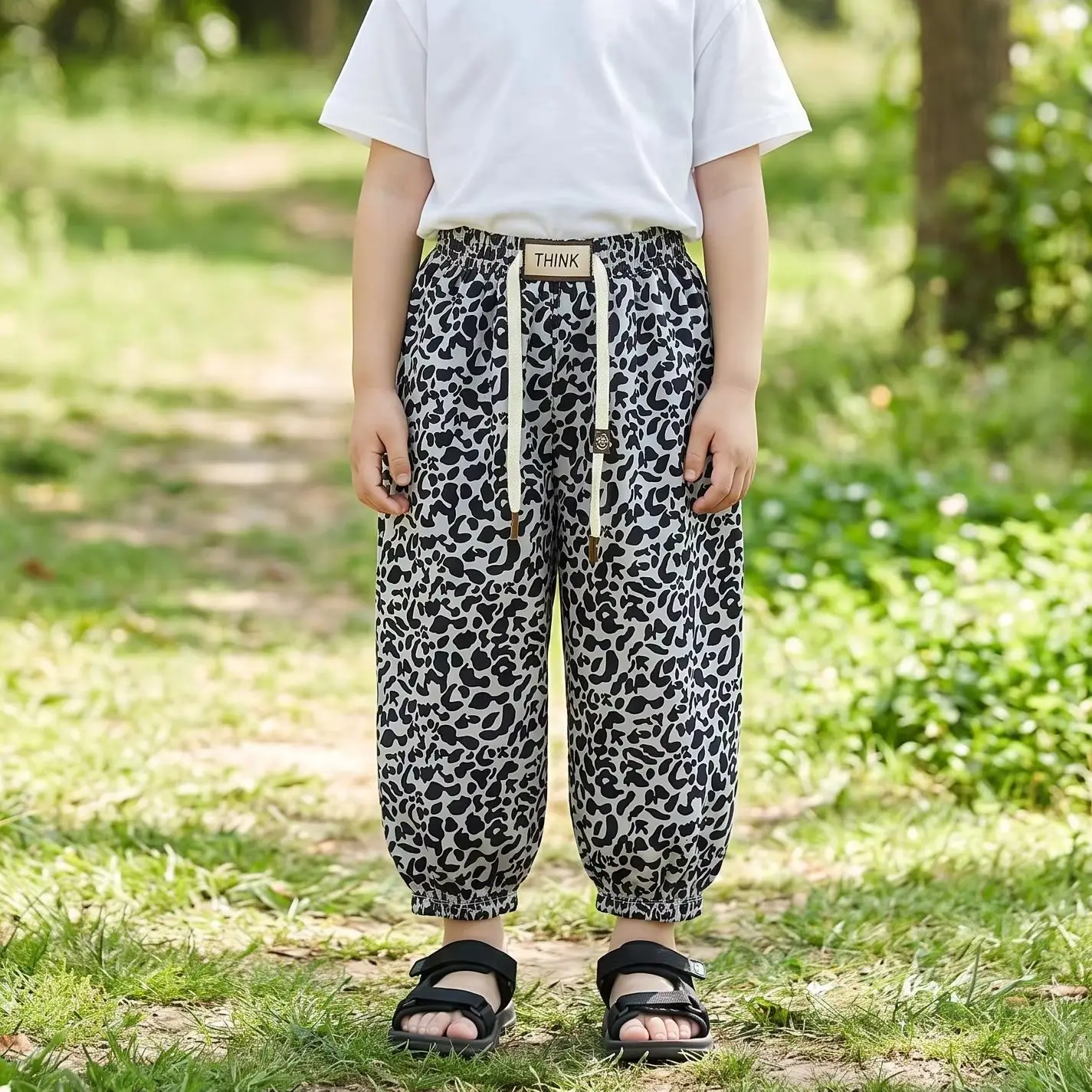 2026 Summer Children Casual Pants Leopard Printed Mosquito Pants for Girls Boys Breathable Loose Kids Trousers