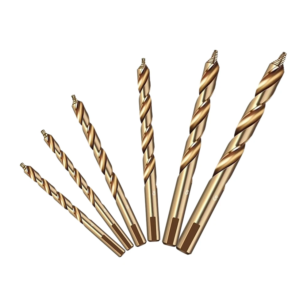Sturdy Straight Shank M Cobalt Drill Bits Universal Triangle Handle Double Spiral Chip Removal Hole Cutter Tools