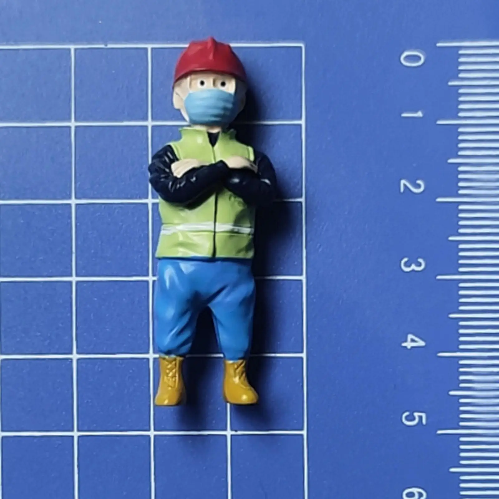 2xMiniature People Figures Kids Toy Painted Doll for Scenery Road Ornament Logistics Worker
