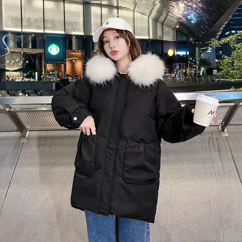 Women\'s Jacket Parkas Hooded Coat Big Fur Collar 2023 Winter Clothes Women Down Coats Fashion Warm Cotton Jackets S-XL