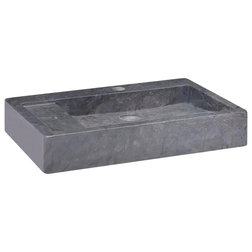 

22.8"x15.4"x3.9" Black Marble Bathroom Sink
