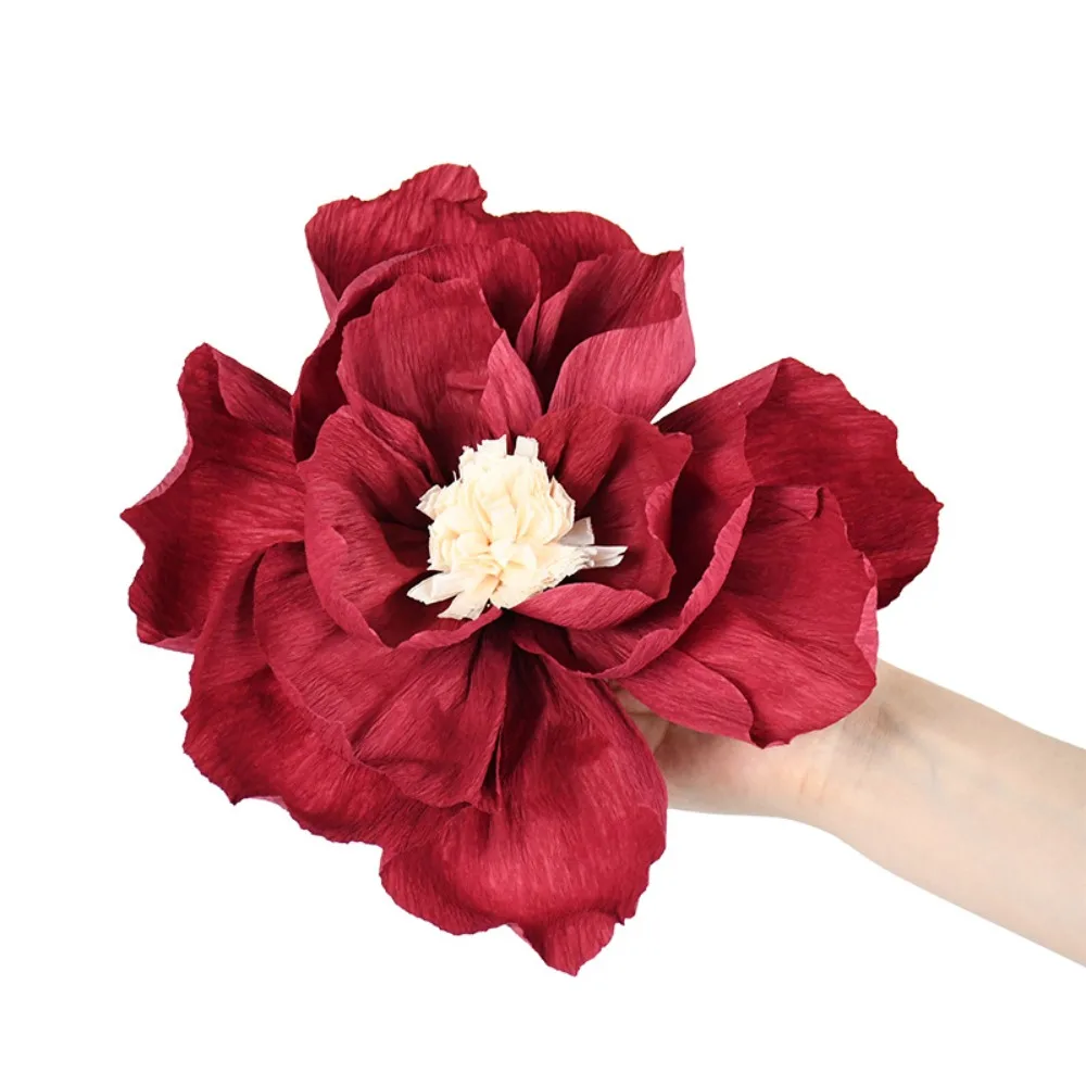 5pcs 25cm Crepe Paper Flower Festival Decor Light Weight Wrinkles Paper Flower Stereoscopic Multi Purpose Handmade DIY Flowers