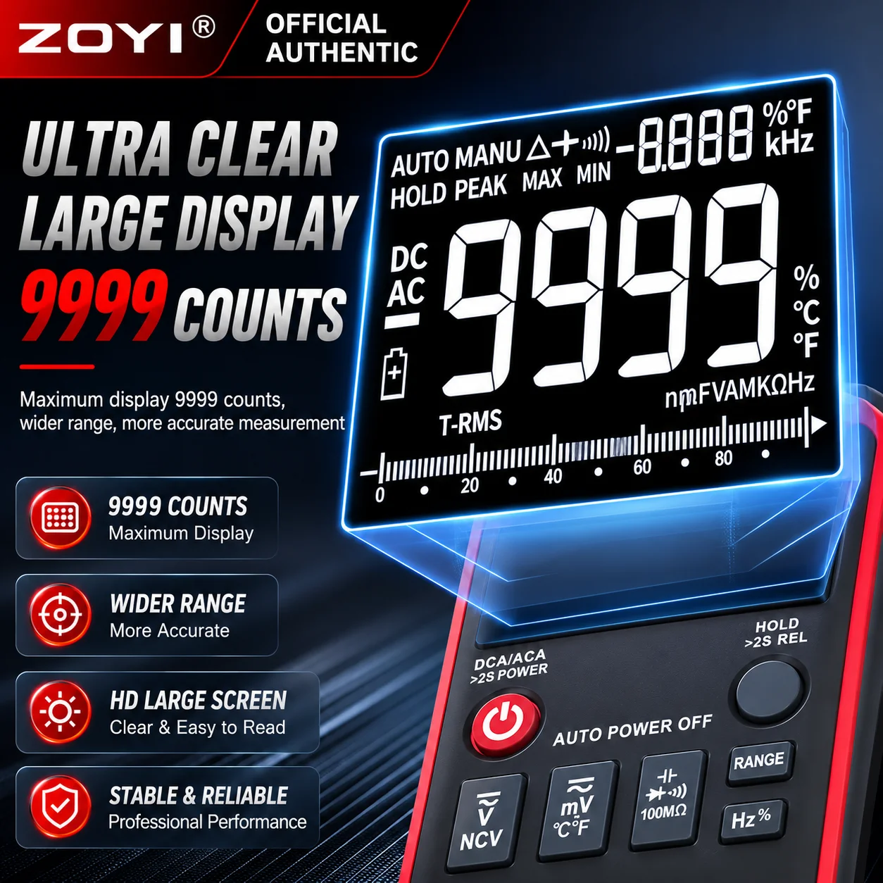 ZOYI ZT-X T-RMS Digital Multimeter Automatic Range Voltmeter Ammeter Capacitance Ohm NCV Tester Professional Auto Repair Tool