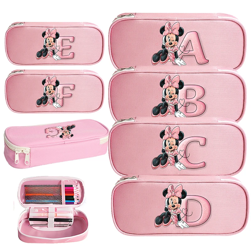 Mickey Minnie Mouse Pencil Box Student School Supplies Stationery Kids Penbag Pencilcase Kawaii Boys Girls Birthday Cute Gifts