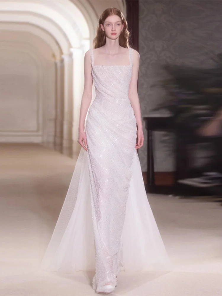 

Элегантное вечернее платье без бретелек с блестящими пайетками, приталенное, с эффектом стройности, фасон «русалка», для женщин, со средней талией, для бальных танцев