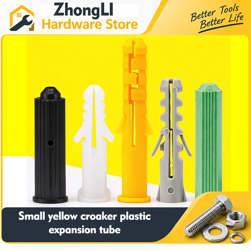 Plastic Wall Plugs Expansion Anchors Nylon Drywall Screw Plugs M5 M6 M8 M10 M12 M14 Yellow White Black