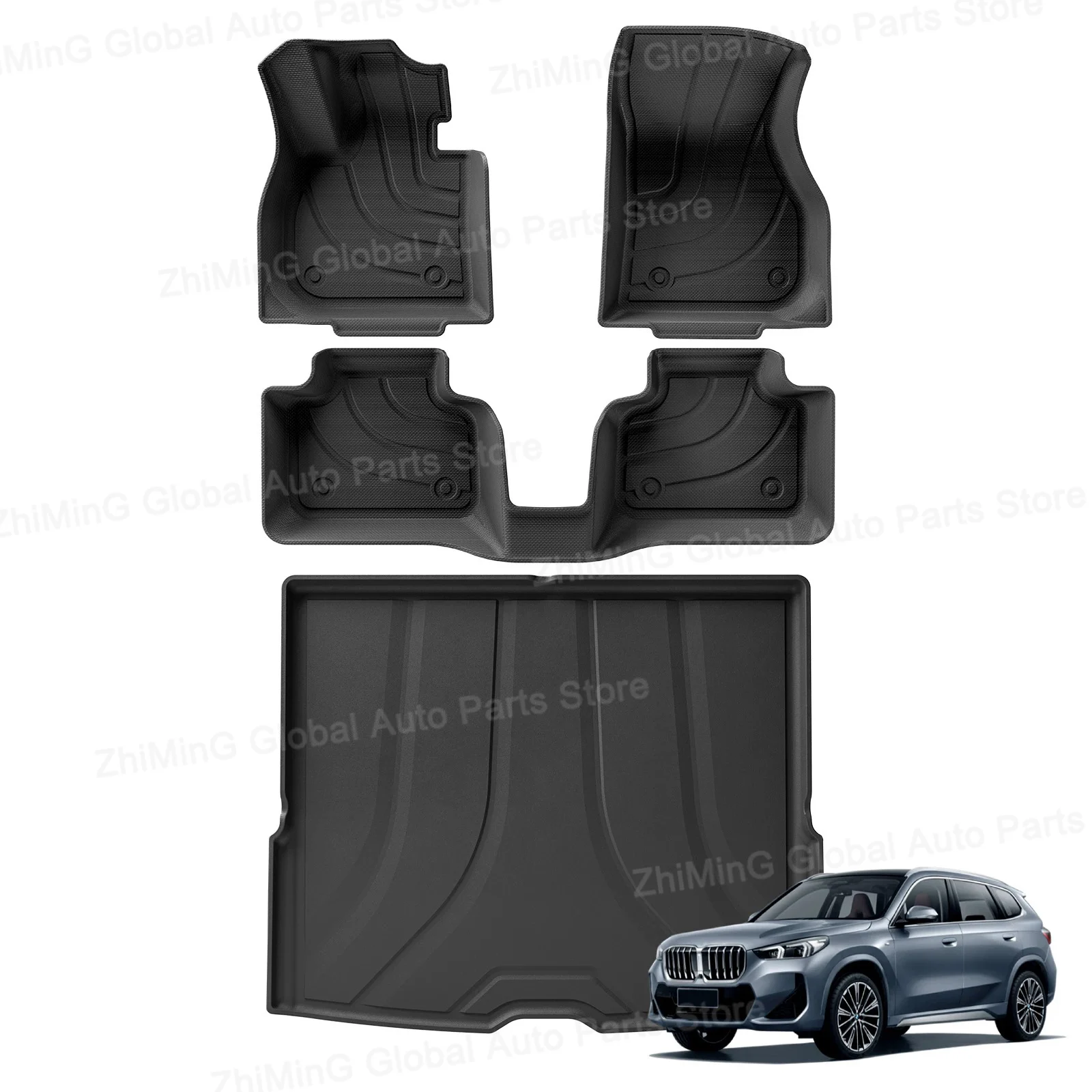 For BMW X1 2023 2024 TPE 3D Car Floor Mats Trunk/Backrest Pad Odorless Accessories Only Fit Left Hand Driver