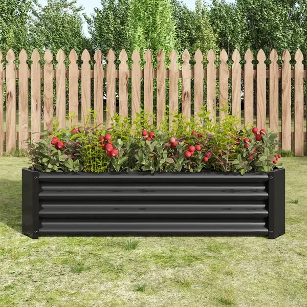 

Metal Raised Garden Bed, Rectangle Raised Planter 4×2×1ft for Flowers Plants, Vegetables Herb Black