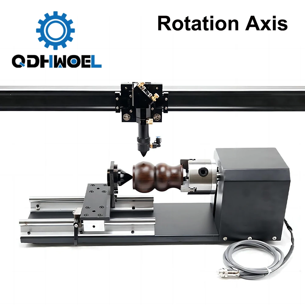 Rotary Engraving Attachment with Chucks Stepper Motors for Laser Engraving Cutting Machine Model B Rotation Axis