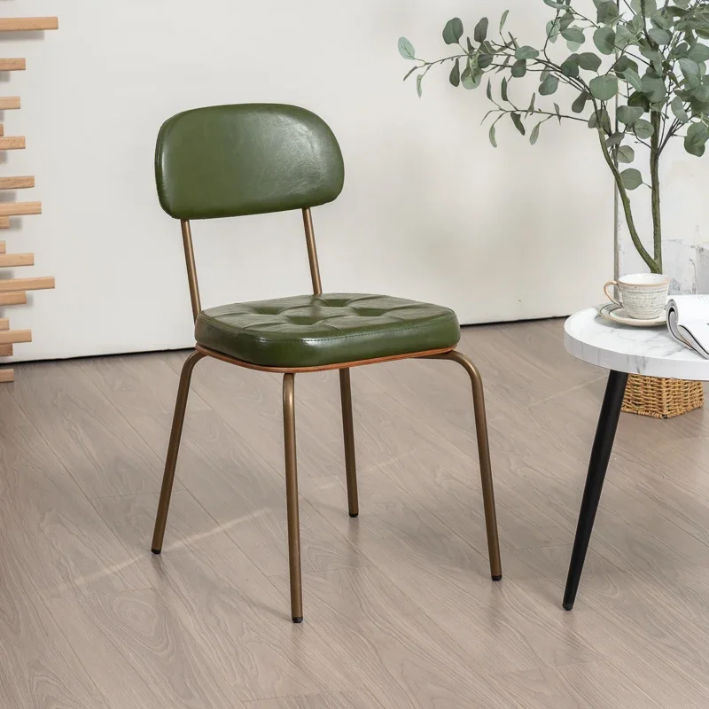Industrial Gold Bronze Metal Dining Chair Vintage Retro Bar Cafe Home Study Room American Farmhouse Iron Backrest Chair