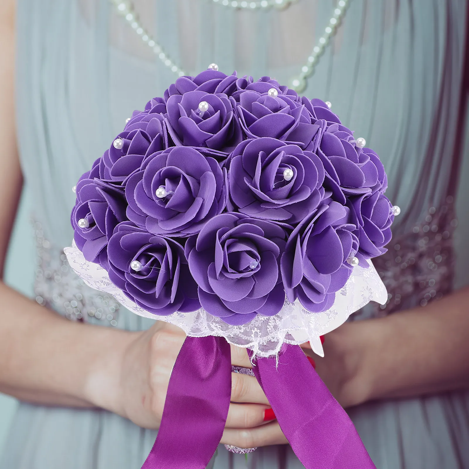 

Elegant Wedding Bouquet Bridal Flower Bouquets Lace Decor Bridal Holding Flowers for Bride Bridesmaids Wedding Supplies