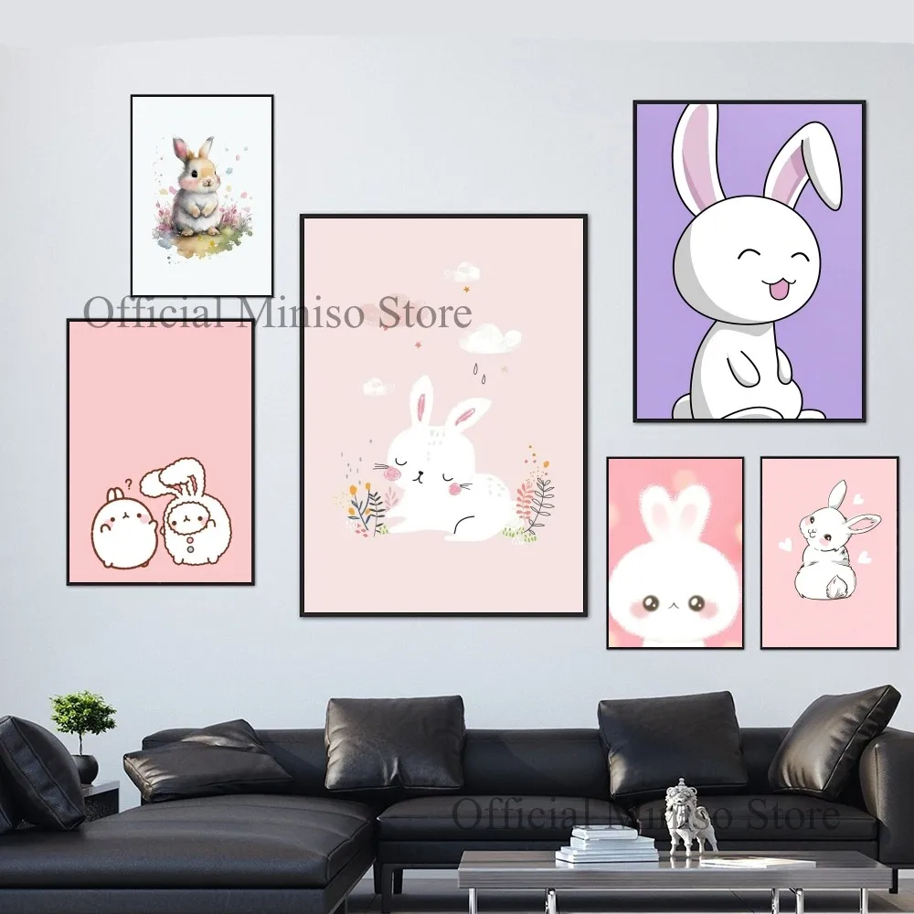 1pc Cartoon Raving Cute R-Rabbids Self-adhesive Art Poster Waterproof Paper Sticker Coffee House Bar Room Wall Decor