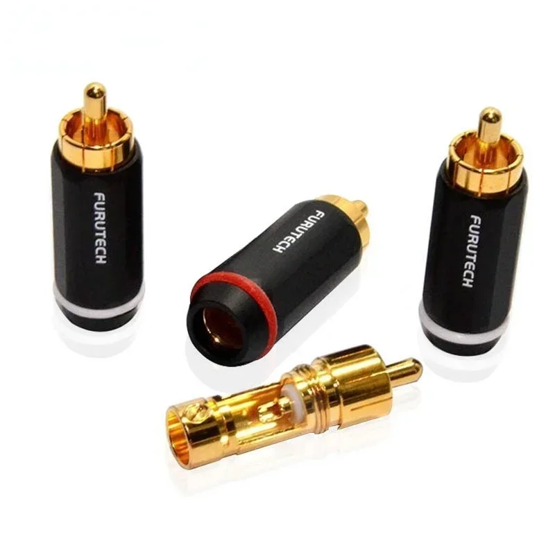 4 Stücke 24 Karat vergoldet Furutech RCA Stecker Einzelkristall Kupfer Löten HiFi Audio Adapter Stecker