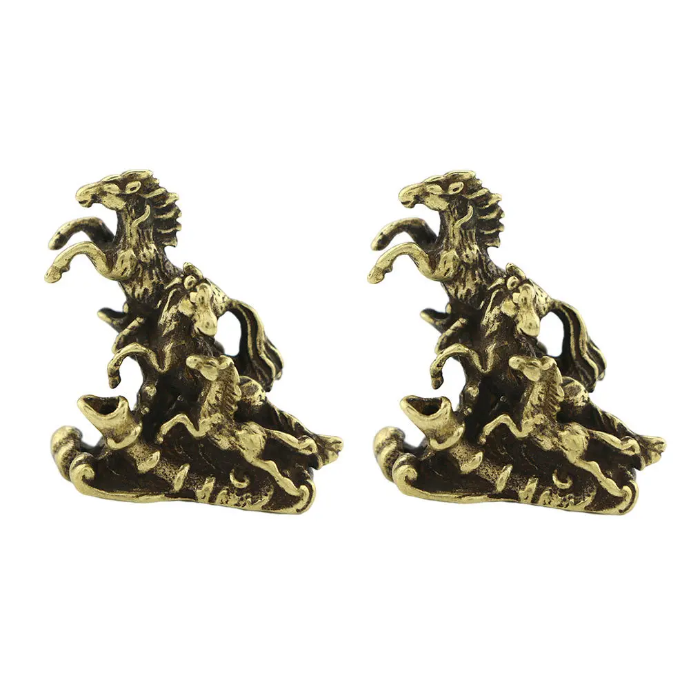 

2Pcs Brass Horse Decor Vivid Modeling Unique Gift Festival Present Home Office Tabletop Adorn Brass Adornment Crafts Decor