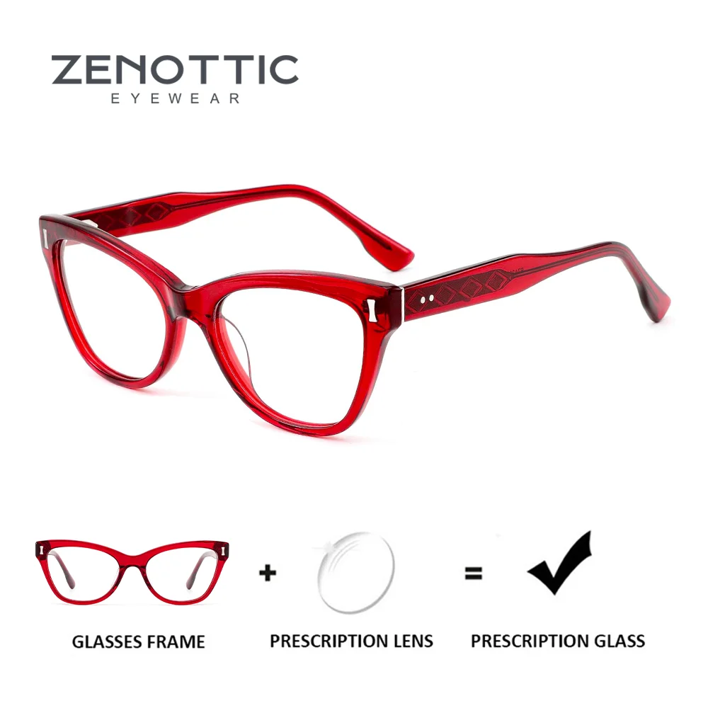 

ZENOTTIC стильные ацетатные очки по рецепту для женщин кошачий глаз фотохромные/оптические очки для близорукости прогрессивные очки