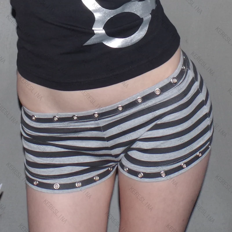 

Панк-готика, винтажные полосатые мини-шорты в стиле хип-хоп, рок, летние модные универсальные женские удобные мини-шорты в стиле High Street Pop