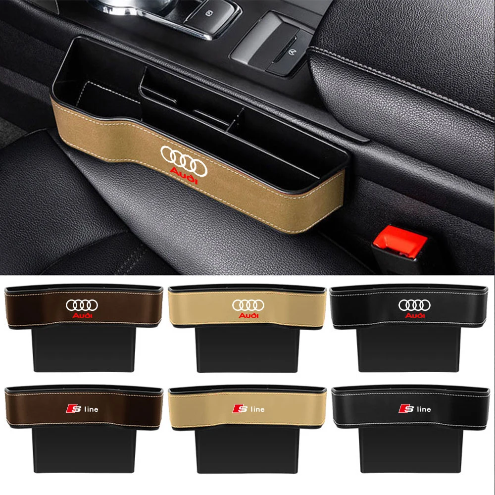 Car Seat Organizer Crevice Storage Box Card Phone Holder Pocket For Audi Sline A4 B7 B8 B9 A3 8P 8V 8L A5 A6 C6 C5 C7 A1 Q2 Q3