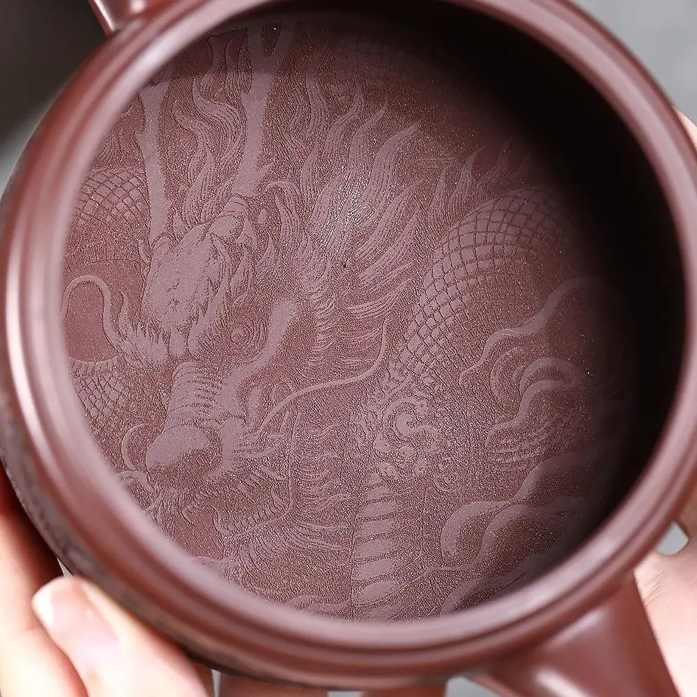 Yixing Zisha Teapot Original Stone Red Tiger Hidden Dragon 520Ml Ball Hole Handmade Kung Fu Brewing Pot High-End Tea Set