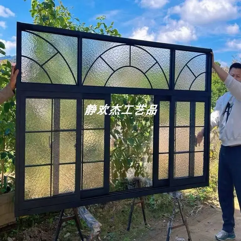 Minimal aluminum alloy extended sliding window retro glass window breathable lighting window decoration