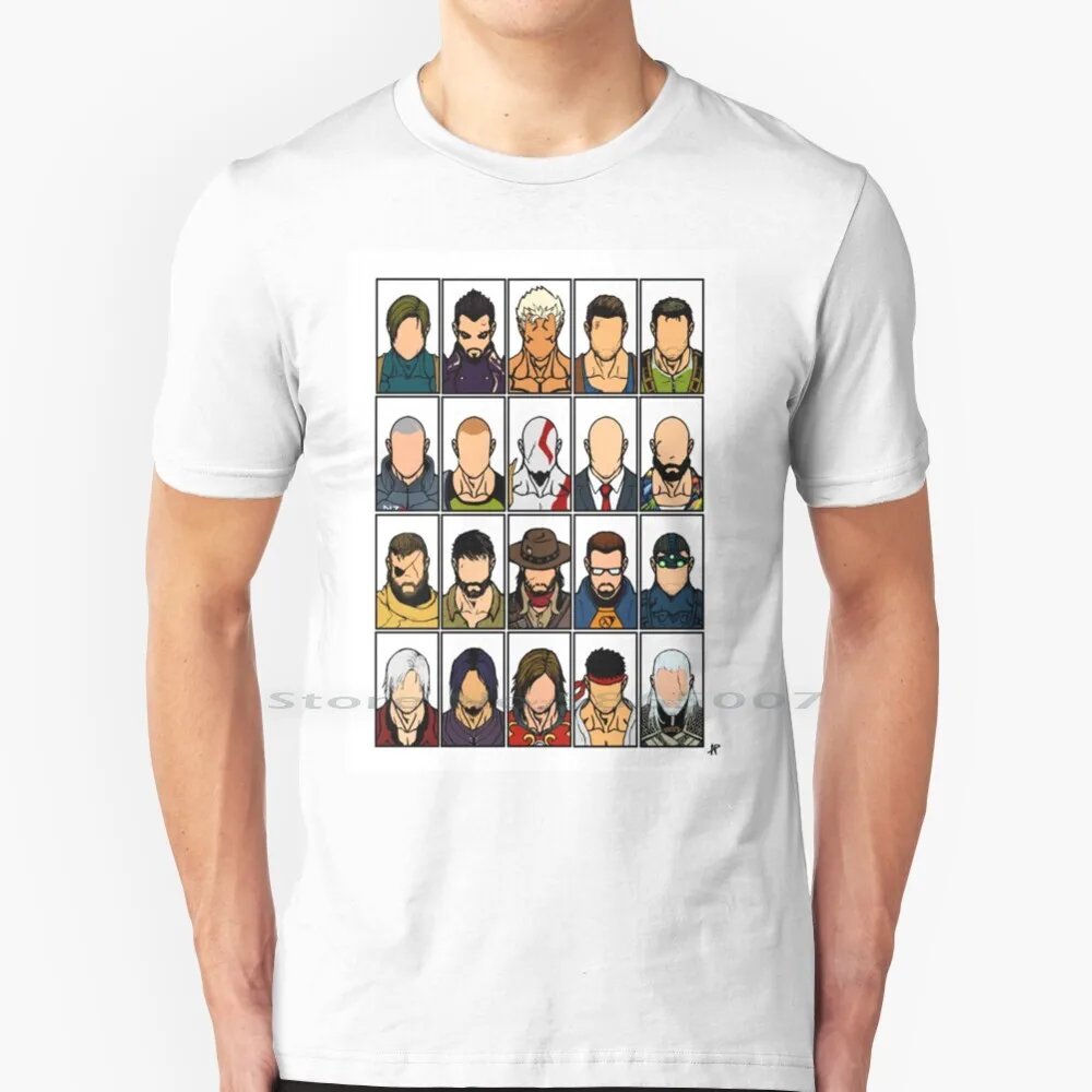 Face Of Games 100% Cotton T Shirt Video Games Asuras Wrath Uncharted Ex Mass Effect God Of War Hitman Max Payne Metal Gear