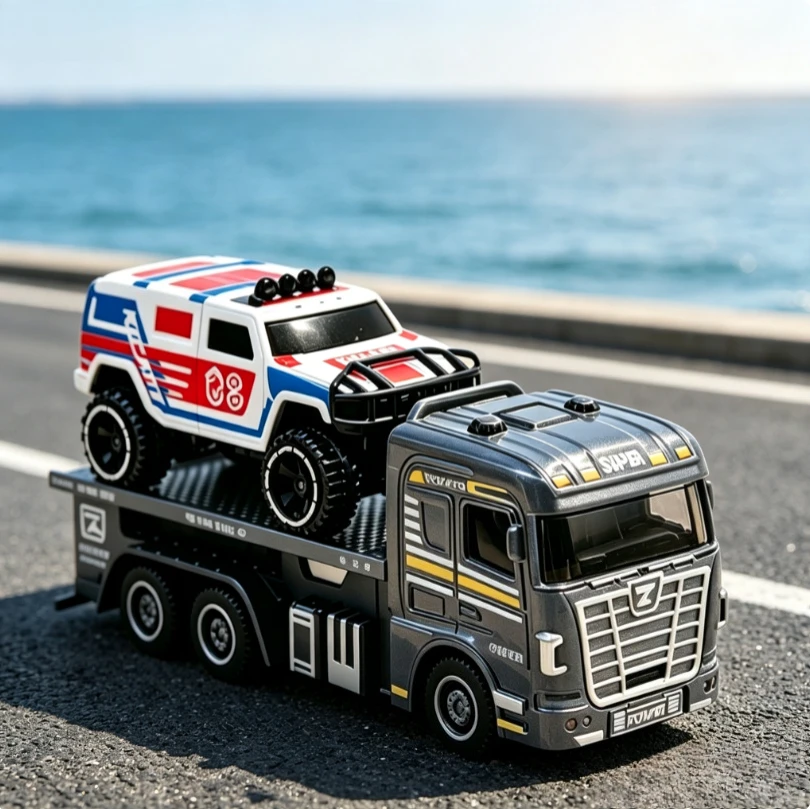 1:50 Alloy City Flat Rescue Vehicle Transporter Model Toys Cross-border Hot Sale Alloy diacast cast car model rebound toy