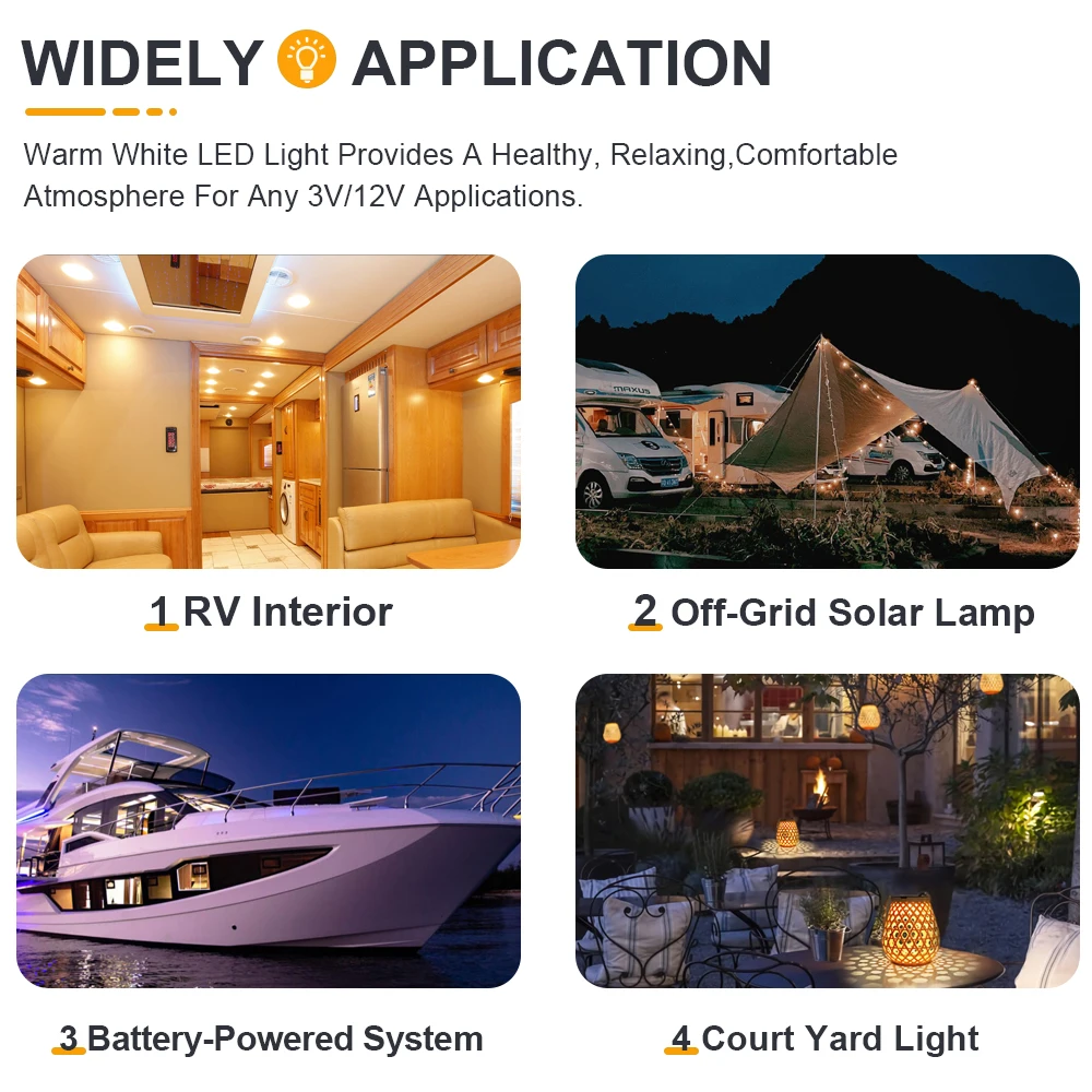 مصابيح كهربائية LED تيار مستمر 12 فولت 3 فولت 1 واط E12 ST38 لمبة الجهد المنخفض RV تخييم أبيض دافئ 2700 كيلو خمر البلاستيك خيوط اديسون لمبات البحرية