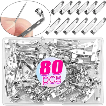 40/80 قطعة 15/20/25/35 مللي متر بروش قاعدة شريط الظهر دبابيس النتائج صنع المجوهرات كليب السلامة الصيد النتائج دبوس الظهر بروش