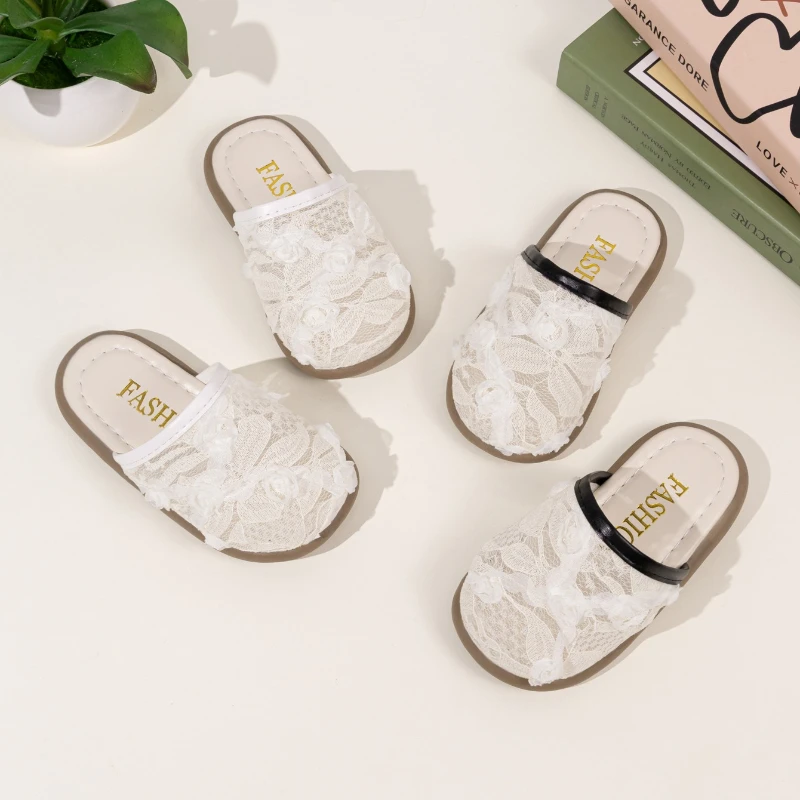 

2026 New Kids Summer Mesh Slippers Breathable Outdoor Girls Fashion Causal Flat Shoes Non-slip Soft Sole Children Beach Slippers