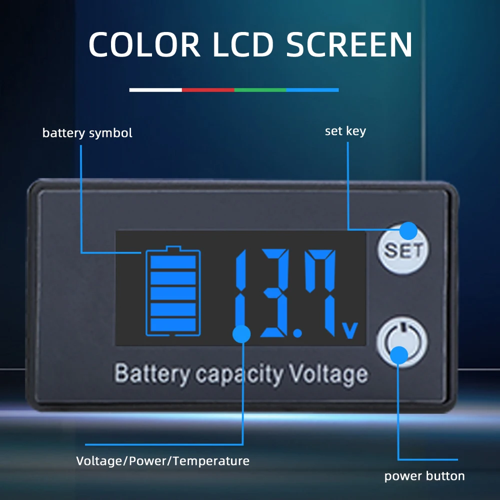 DC 7-70V Battery Capacity Tester Level Indicator Voltage Meter Li-ion Lea d-acid LiFePO4 Digital Voltmeter For Car Motorcycle