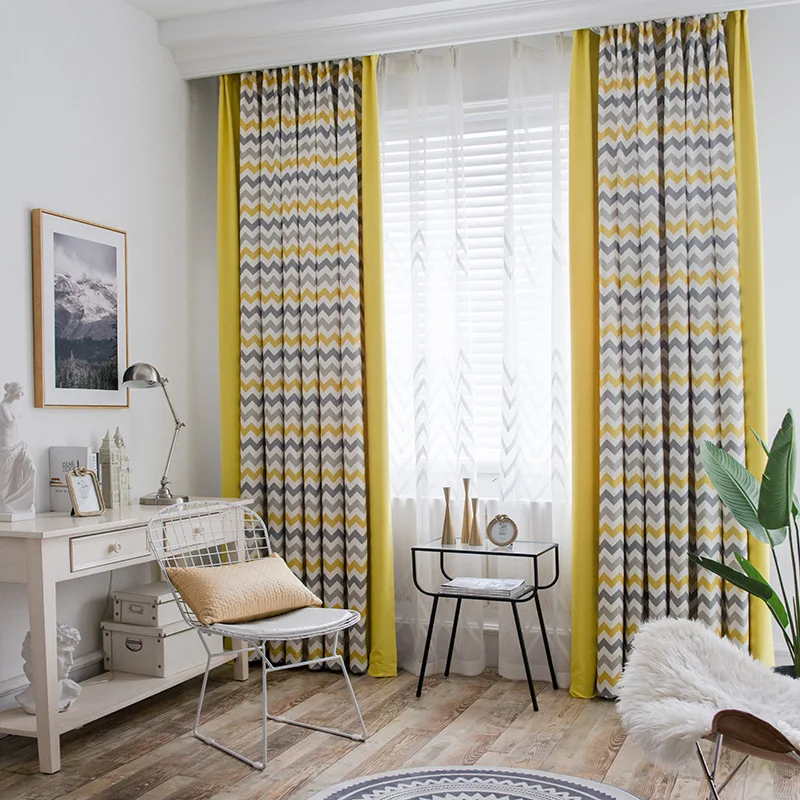 New Curtains for Living Dining Room Bedroom Nordic Style Wavy Pattern Shading Floor To Ceiling Windows Tuell