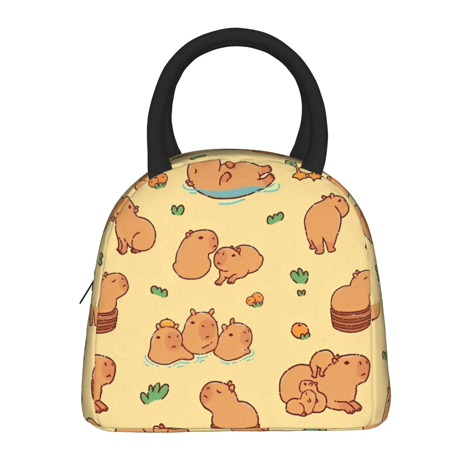 Cute Capybara Cartoon  Insulated Lunch Bags Thermal Bag Reusable  Large Tote Lunch Box Bento Pouch Work  Travel