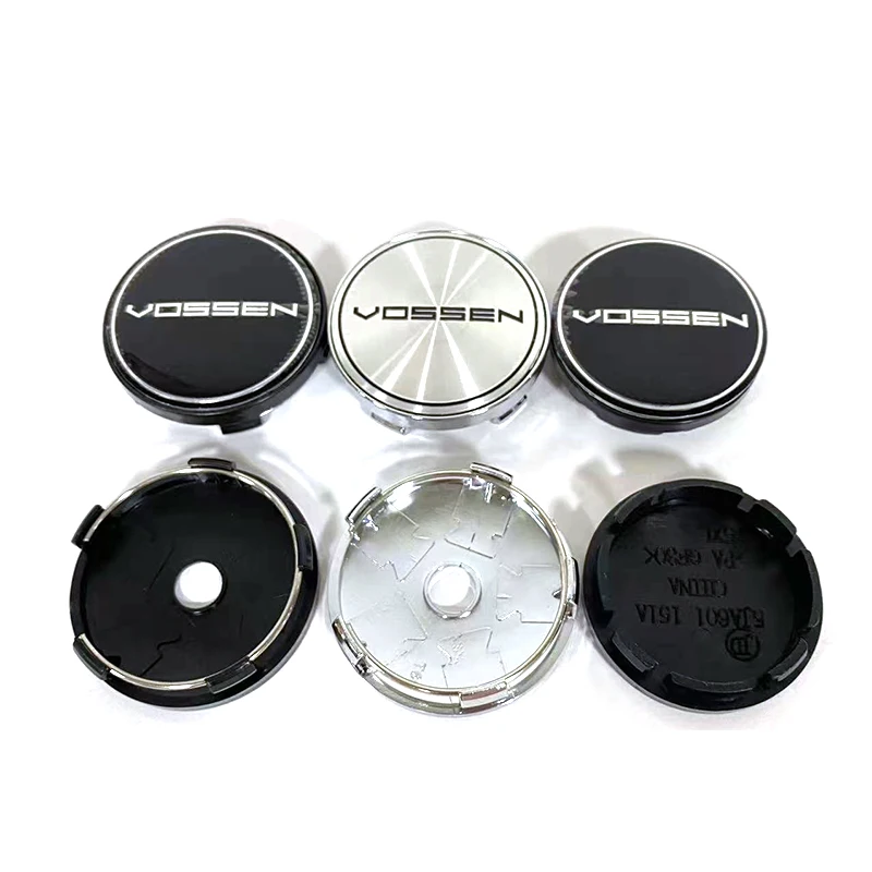 4Pcs/Lot 56mm 60mm 65mm 68mm Black Silver Car Wheel Center Hub Cap For VOSSEN Auto Badge Logo Styling Accessories