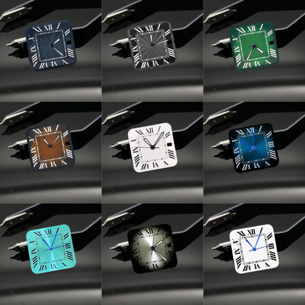 

White Black Green 26.9mm Roma Square Watch Dial Fit Japan NH35 NH36 NH70 Automatic Movement with Watch Hands Accessories No Logo