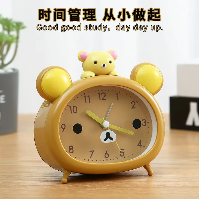 

Kawaii Rilakkuma Bear Alarm Clock Cartoon Cute Clock Bedside Room Home Decor Clock Night Light Boys Girls School Supplies Gifts