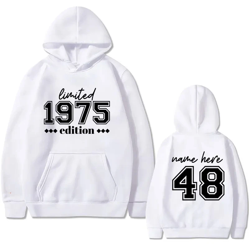 

Personalized Name 1975 Limited Edition 48th Birthday Party Group Graphic Hoodie Men's Cozy Casual Oversized Hooded Sweatshirt