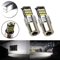 2Pcs 12V LED Reversing Light Fog Light Turn Signal Lamp P21W LED Bulb BA15S 1156 7506 Xenon White 6500K 4014 SMD 45PCS LED Chips