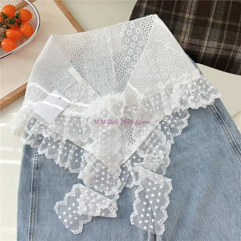 49me 여자 넥타이 사이드 프릴 미니 앞치마 스커트 레이스 커버 업 삼각형 사롱 랩 스카프