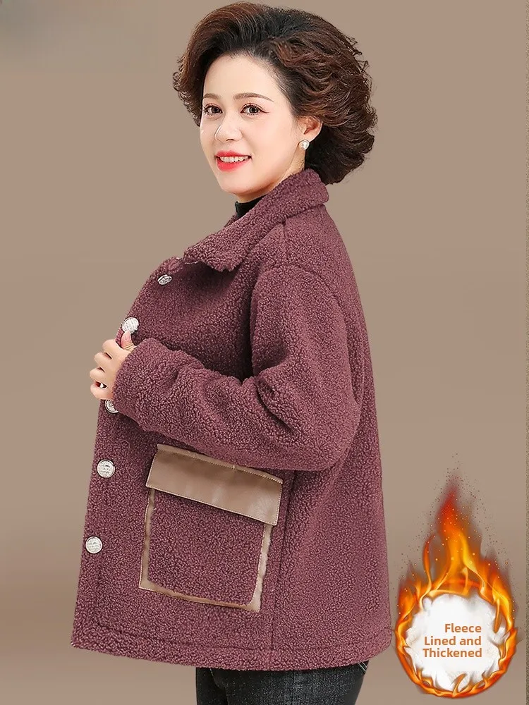

Женское утепленное пальто из овечьего вельвета больших размеров для осени и зимы, модное хлопковое пальто для женщин среднего и старшего возраста