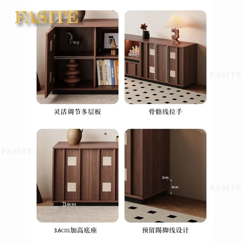 Modern Light Luxury TV Stand for Living Room High End Wall Mounted Media Console with Bone Inlay Storage Cabinet Furniture