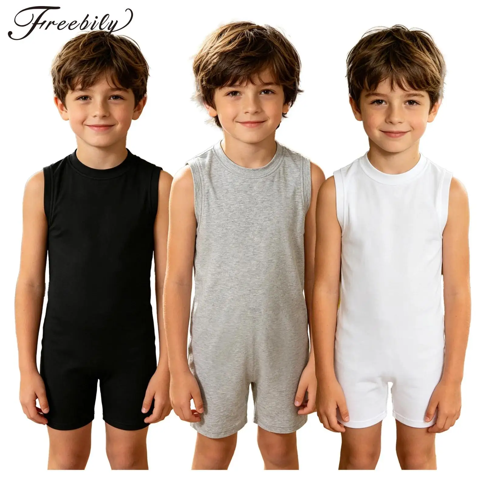 3pcs Kids Boys Girls Autism Adaptive Special Needs Clothing Sleeveless Anti-strip Zipper Solid Color Jumpsuit Rompers Homewear