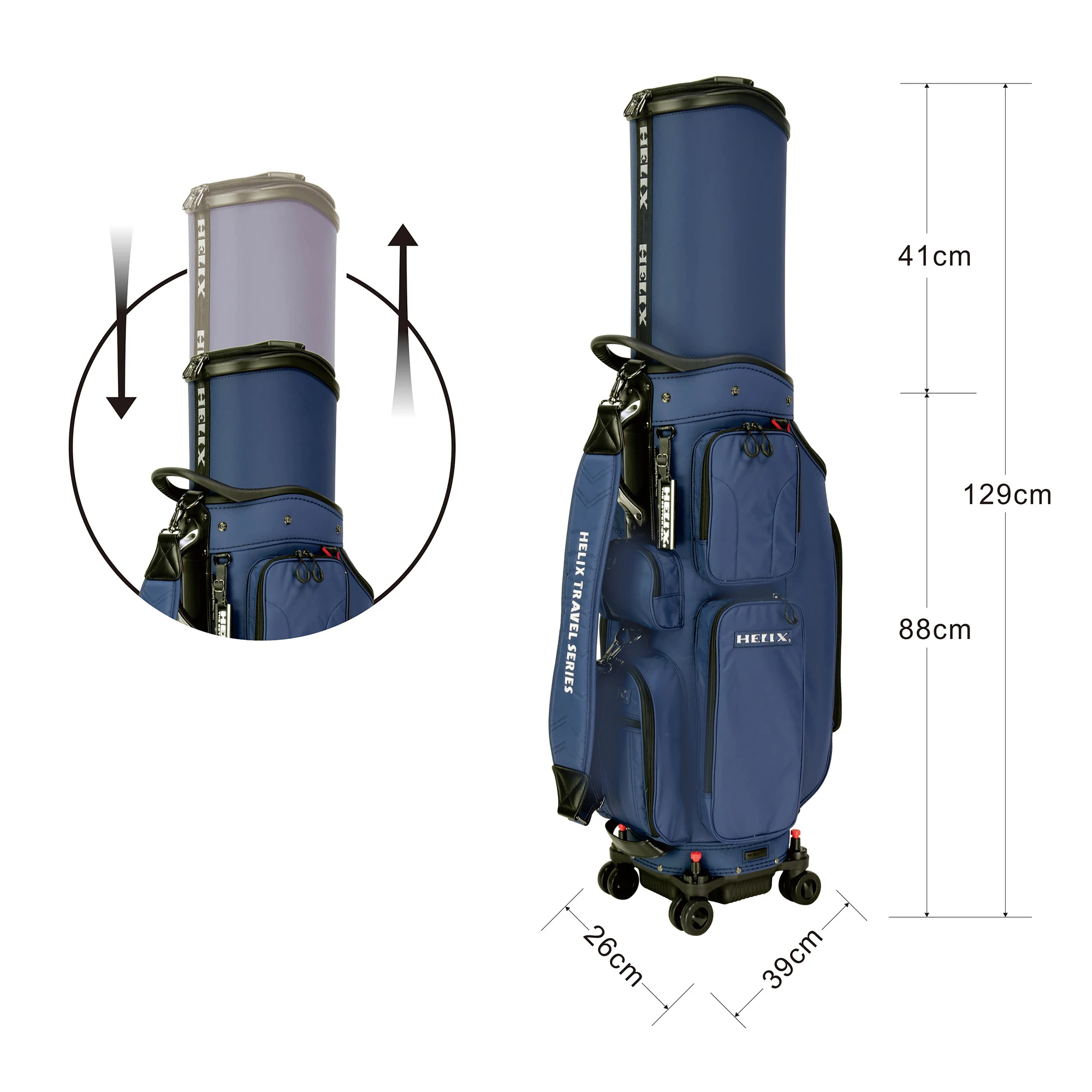 HELIX Durable and Lightweight Travel Golf Bag with Wheels