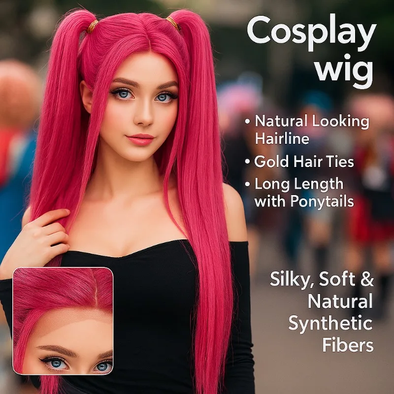 

1 piece of anime cosplay wig, long red chemical fiber synthetic wig, suitable for daily wear and role-playing wig accessories