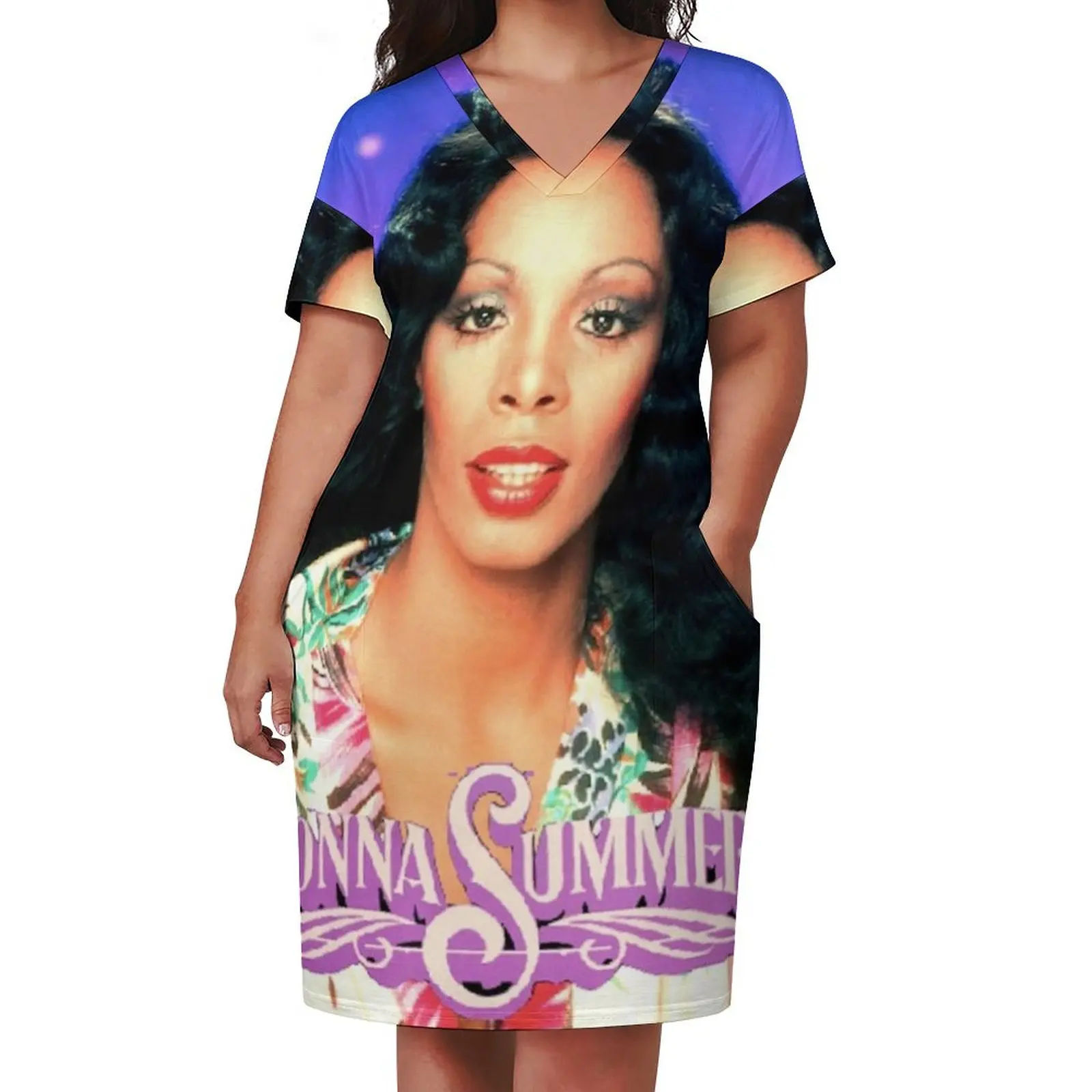 DONNA SUMMER GREATEST HITS ON THE RADIO Loose Pocket Dress sensual sexy dress for women Dress woman