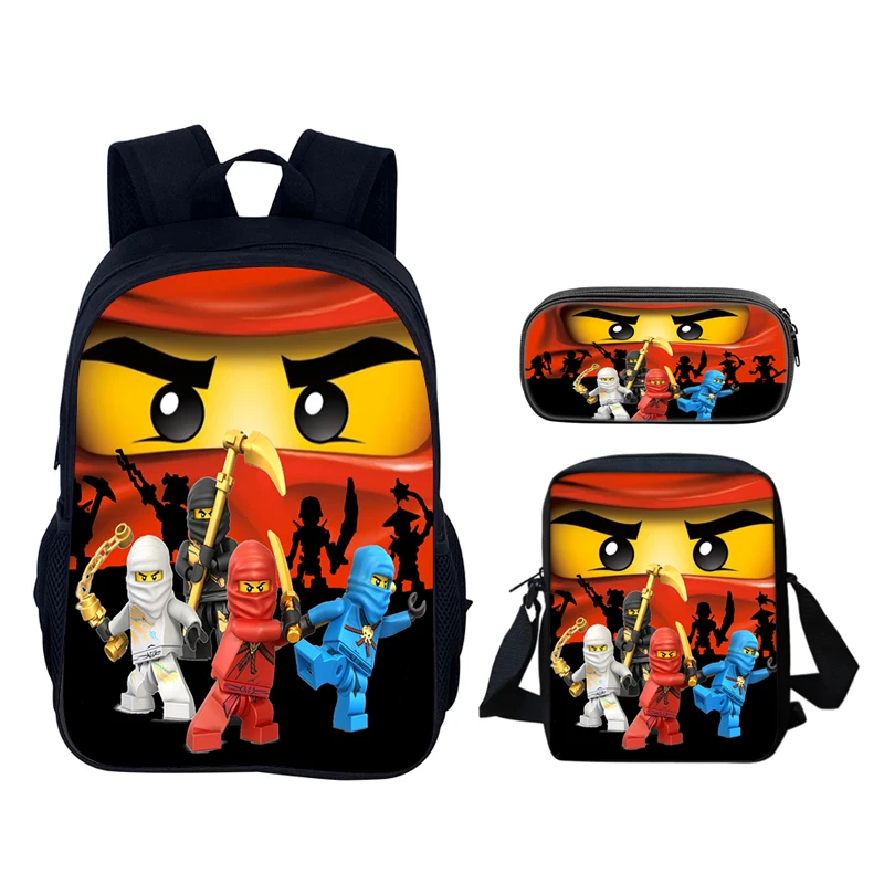 

Back to School Backpack+Shoulder Bag+Pen Case 3Pcs Set-Student Lightweight Bookbag Leg0 Backpack for Kid