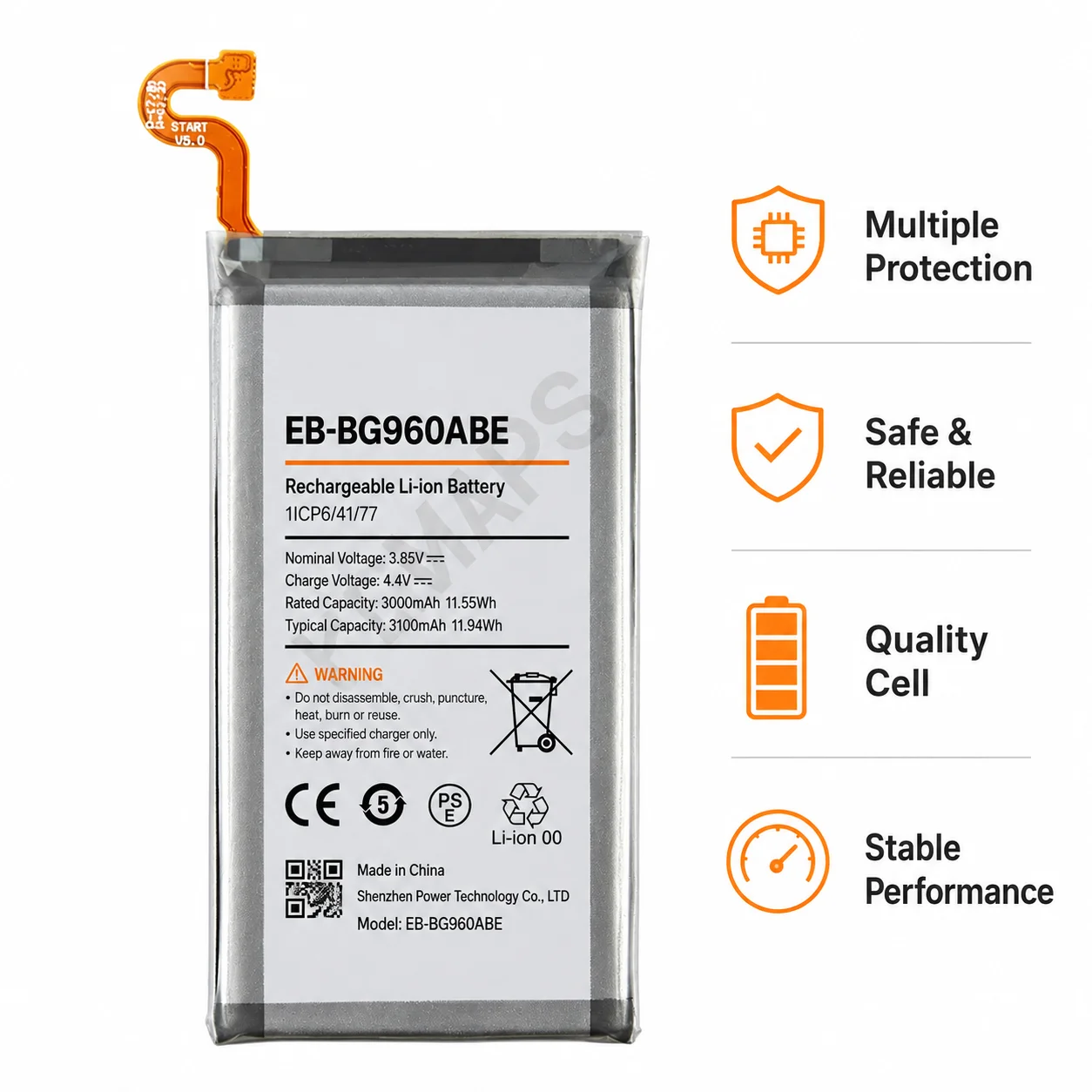 High Capacity EB-BG960ABE Phone Battery 3000mAh for Samsung Galaxy S9 G9600 SM-G960F SM-G960 G960F G960 G960U G960W Cell Kit