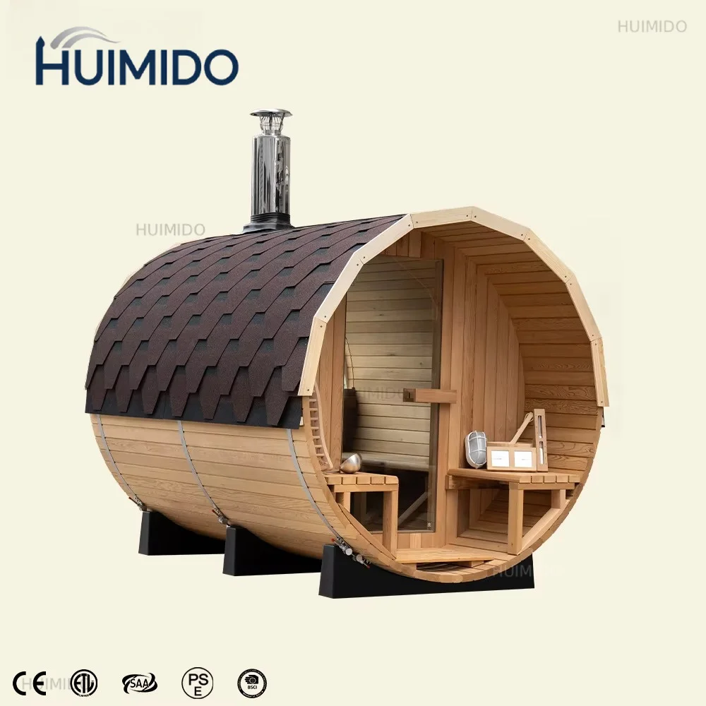 tile roof barrel sauna luxury accessories set solid wood structure can be customized