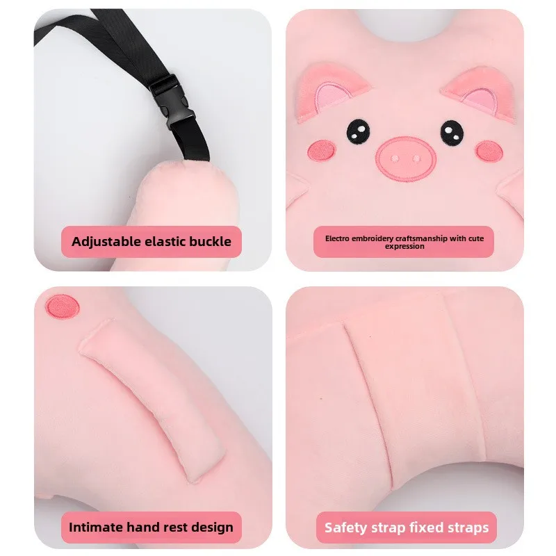 Kids Car Neck Pillow with Seat Belt Safety Sleep Aid Prevent Leaning Head Back Seat Sleeping Comfort During Long Distance Travel